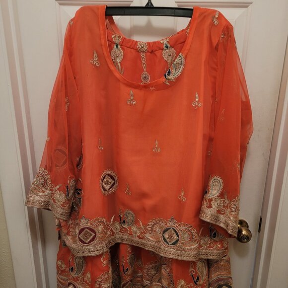 Pashak Rajputi Lehenga (Long Skirt) & Kurti (Top) -Hand Beaded- Ethnic- Stitched - Picture 1 of 12